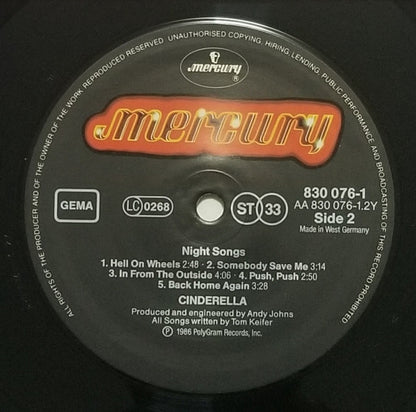 Cinderella (3) : Night Songs (LP, Album)