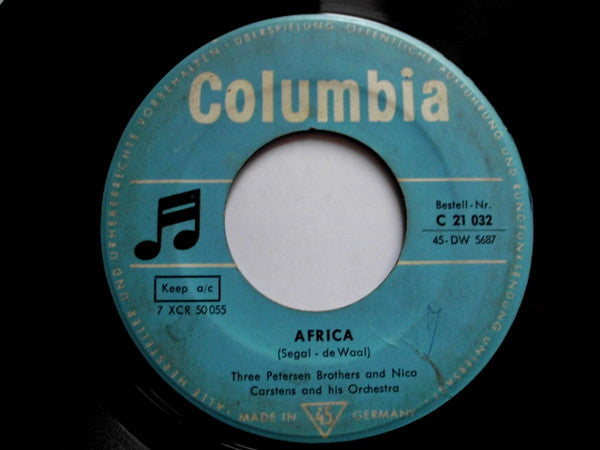 Three Petersen Brothers And Nico Carstens And His Orchestra : Africa / Fanalgo (7", Single)