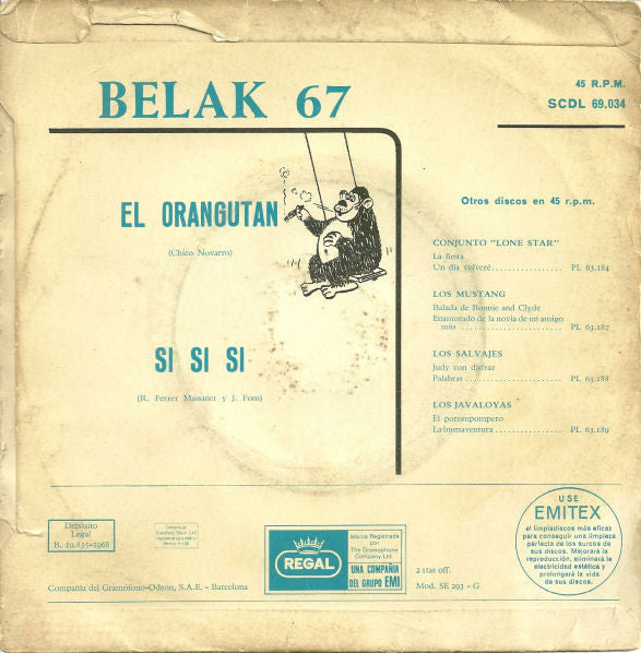 Los Belak : El Orangutan / Si Si Si (7", Single)