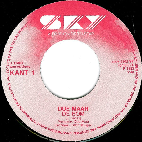 Doe Maar : De Bom (7", Single)