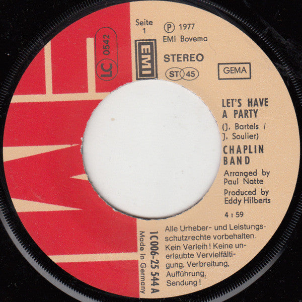 The Chaplin Band : Let's Have A Party (7", Single)