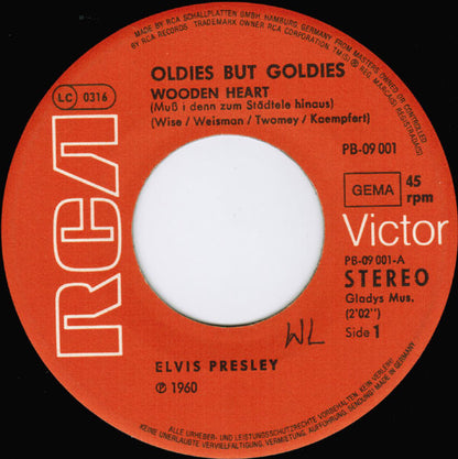 Elvis Presley : Wooden Heart / Kiss Me Quick (7", Single, Ora)