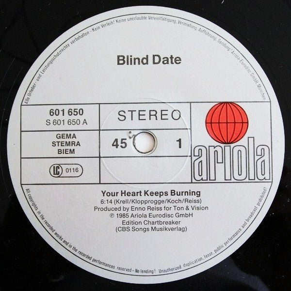 Blind Date : Your Heart Keeps Burning (12", Maxi)