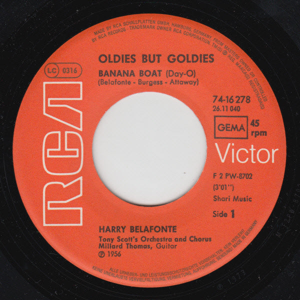 Harry Belafonte : Banana Boat Song (7", Single, RP)