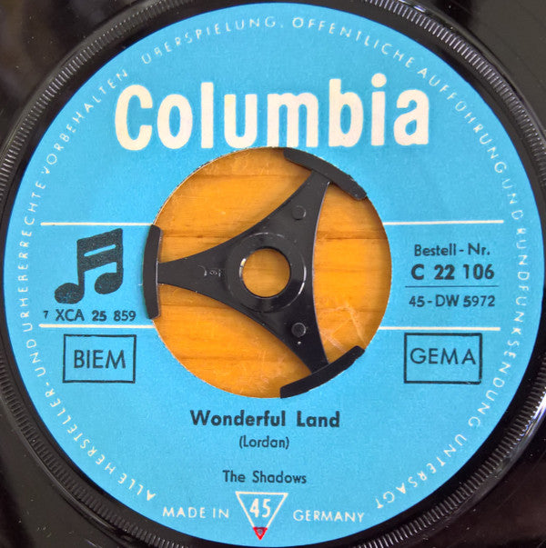 The Shadows : Wonderful Land / Stars Fell On Stockton (7", Single)