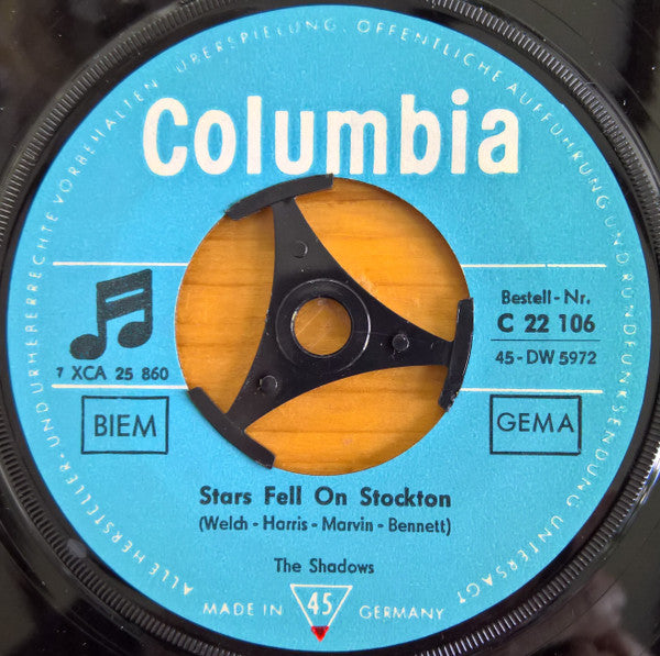 The Shadows : Wonderful Land / Stars Fell On Stockton (7", Single)