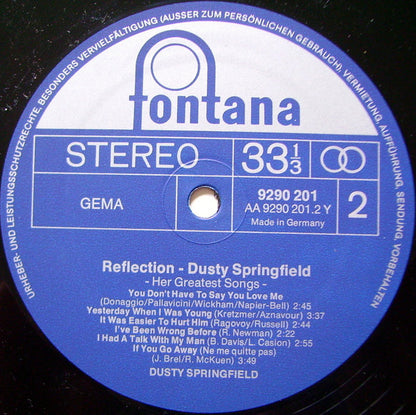 Dusty Springfield : Reflection - Her Greatest Songs (LP, Comp)