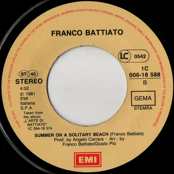 Franco Battiato : Cuccurucucu (7", Single)