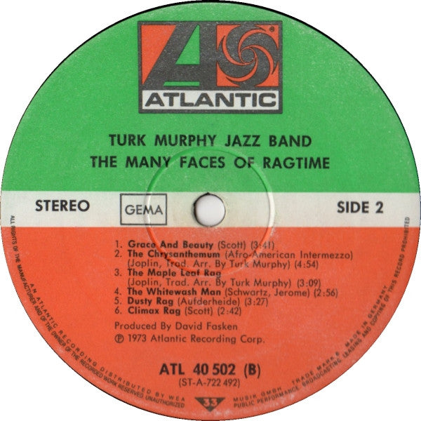 Turk Murphy's Jazz Band : The Many Faces Of Ragtime (LP, Album, RE)