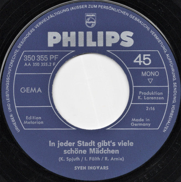Sven Ingvars* : Aha - Sieh An, Wer Kommt Denn Da? (7", Single, Mono)