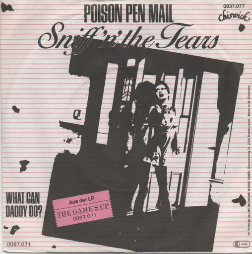 Sniff 'n' the Tears : Poison Pen Mail (7", Single)