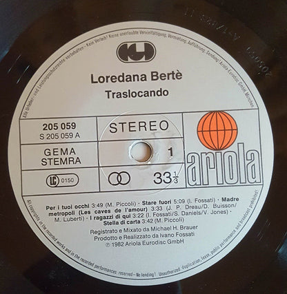 Loredana Bertè : Traslocando (LP, Album)