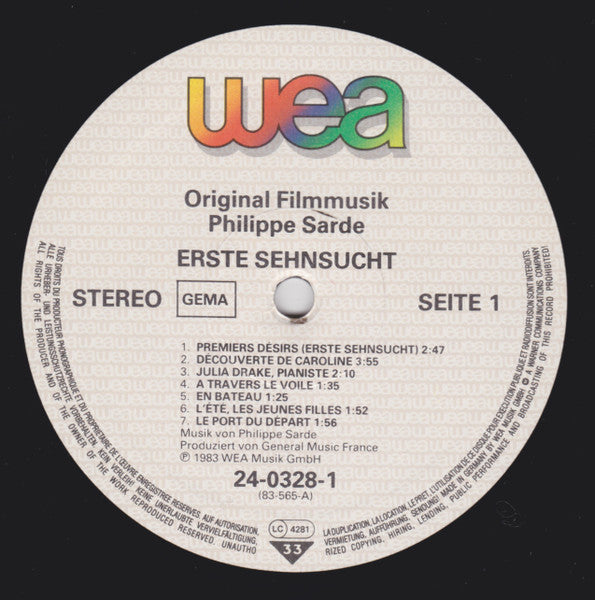 Philippe Sarde : Erste Sehnsucht (LP, Album, Gat)