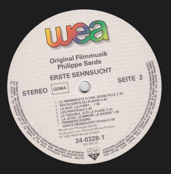 Philippe Sarde : Erste Sehnsucht (LP, Album, Gat)