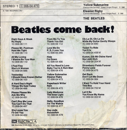 The Beatles : Yellow Submarine / Eleanor Rigby (7", Single, RE)