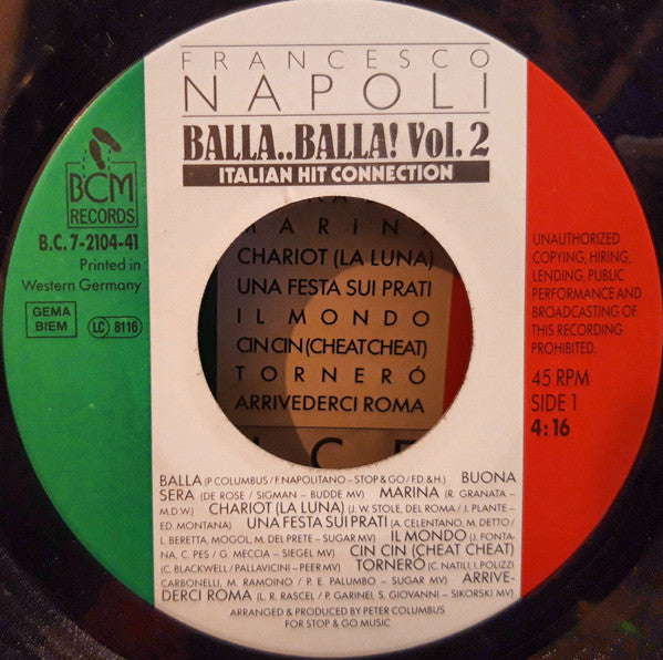 Francesco Napoli : Balla..Balla! Vol. 2 - Italian Hit Connection (2x7", Single, S/Edition, Gat)