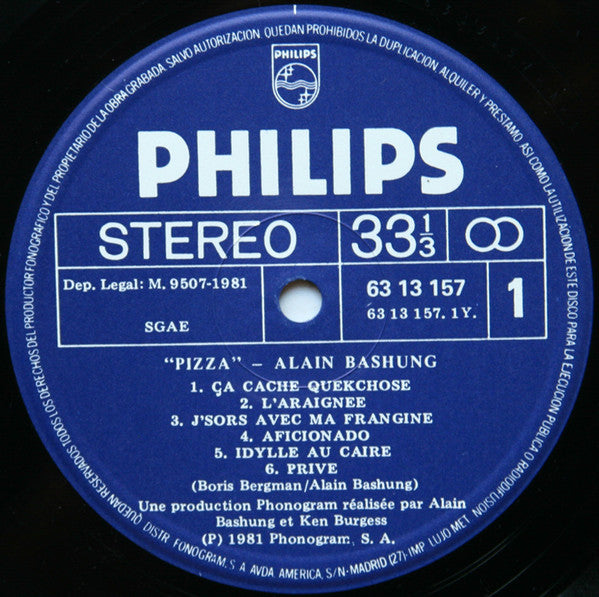 Bashung* : Pizza (LP, Album)
