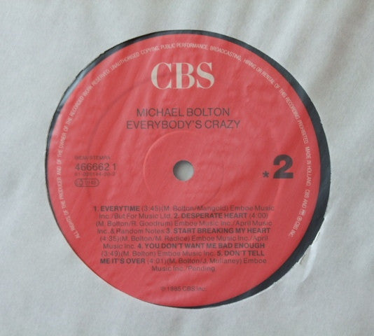 Michael Bolton : Everybody's Crazy (LP, Album, RE)