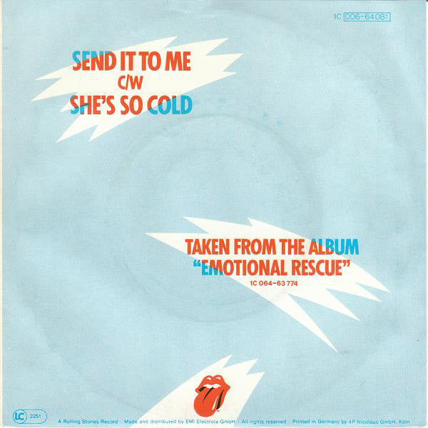 The Rolling Stones : Send It To Me (7", Single, EMI)