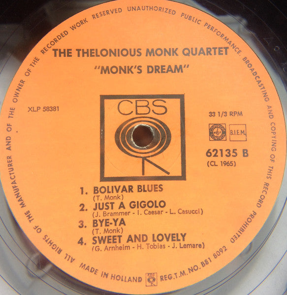 The Thelonious Monk Quartet : Monk's Dream (LP, Album, Mono)