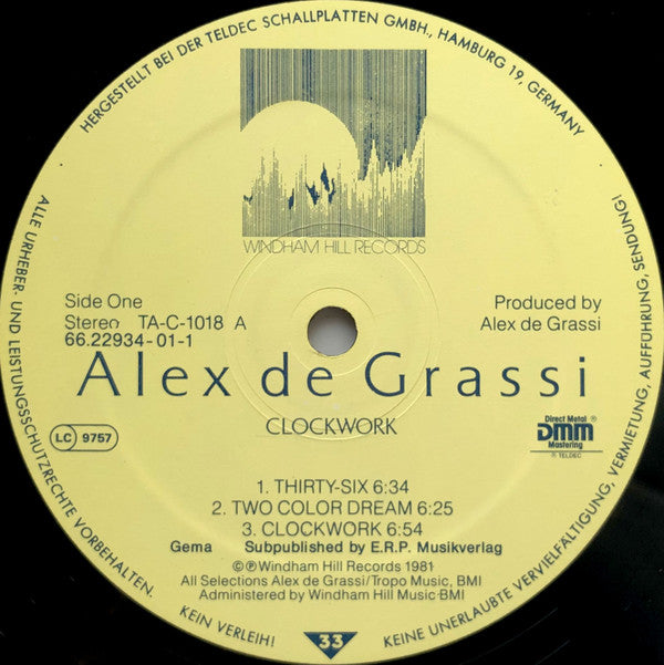 Alex De Grassi : Clockwork (LP, Album)