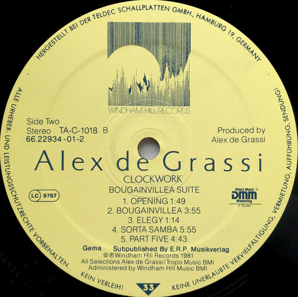 Alex De Grassi : Clockwork (LP, Album)