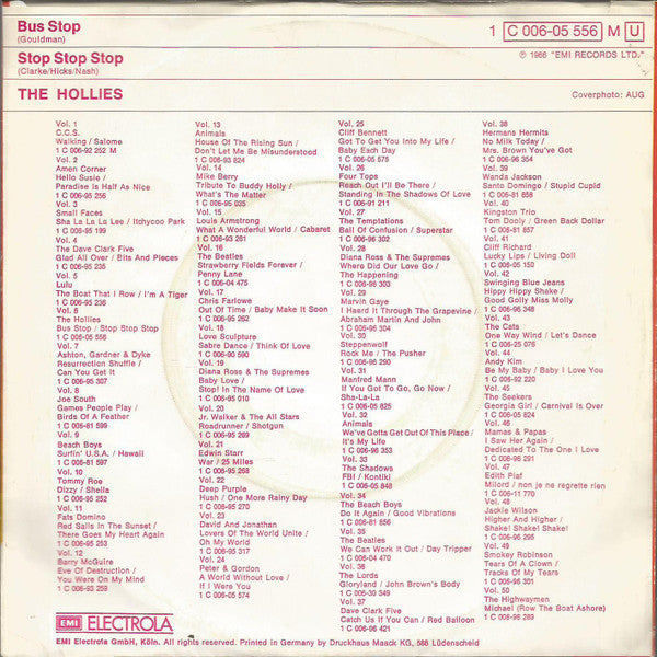 The Hollies : Bus Stop / Stop Stop Stop (7", Single)
