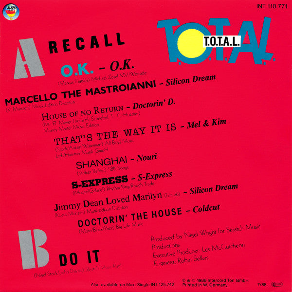 T.O.T.A.L. : Recall (7", Single, P/Mixed)