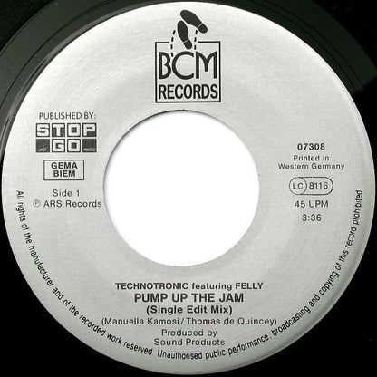 Technotronic Featuring Felly : Pump Up The Jam (7", Single)