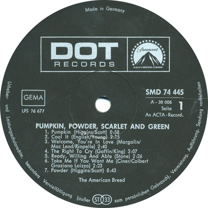 The American Breed : Pumpkin, Powder, Scarlet & Green (LP, Album)