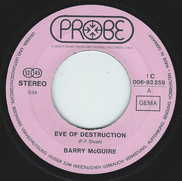 Barry McGuire : Eve Of Destruction / You Were On My Mind (7", Single, RE)