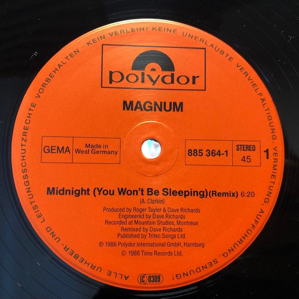 Magnum (3) : Midnight (You Won't Be Sleeping) Remix (12", Maxi)