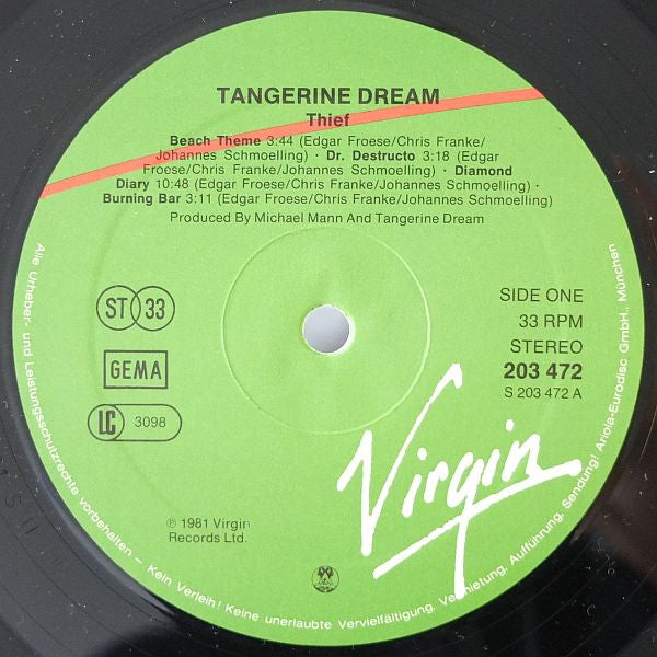 Tangerine Dream : Thief (LP, Album, M/Print)