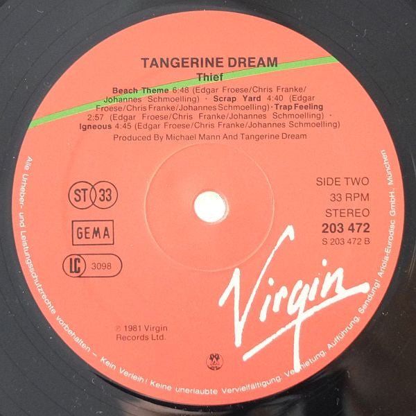 Tangerine Dream : Thief (LP, Album, M/Print)