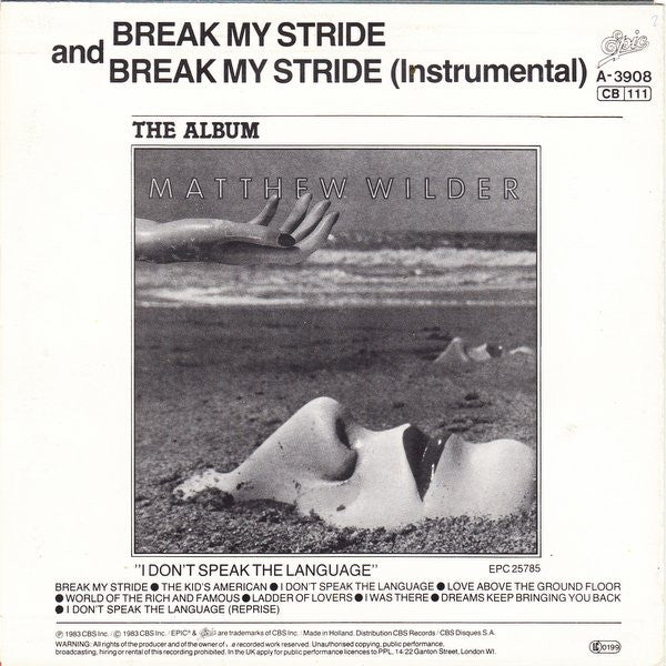 Matthew Wilder : Break My Stride (7", Single)