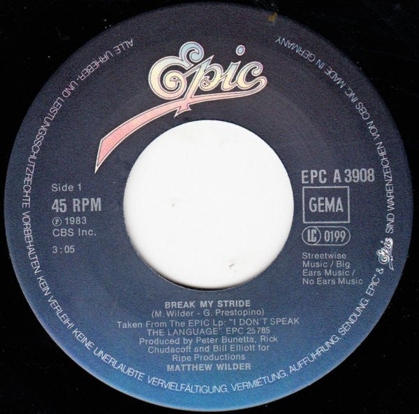 Matthew Wilder : Break My Stride (7", Single)