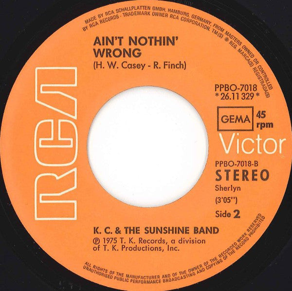 KC & The Sunshine Band : That's The Way (I Like It) (7", Single)