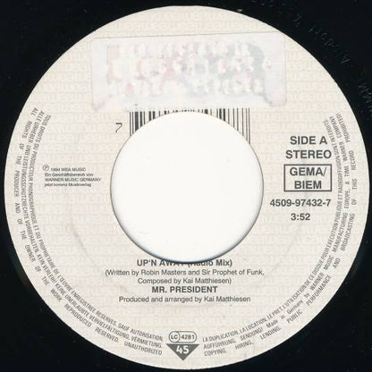 Mr. President : Up 'N Away (7", Single)