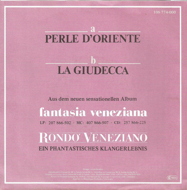 Rondo' Veneziano* : Perle D'Oriente / La Giudecca (7", Single, Promo)