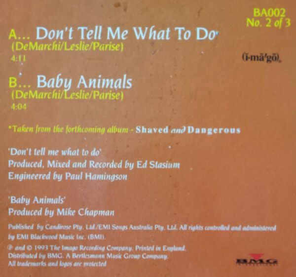 Baby Animals : Babyus Animalus (12", Promo, S/Edition)