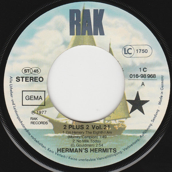 Herman's Hermits : I'm Henry The Eighth I Am / No Milk Today / There's A Kind Of Hush / Mrs. Brown You've Got A Lovely Daughter (7", EP)