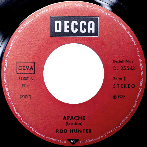 Rod Hunter : Apache (7", Single)