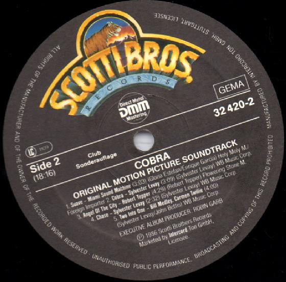 Various : Cobra (Original Motion Picture Soundtrack) (LP)