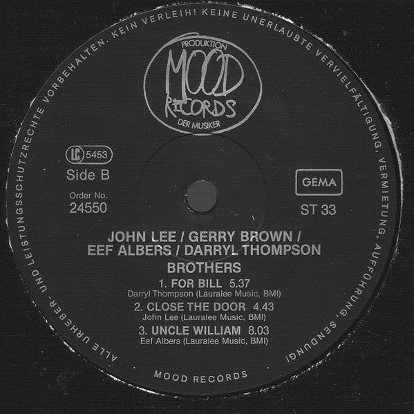 John Lee (3), Gerry Brown, Eef Albers, Darryl Thompson* : Brothers (LP, Album, RE)