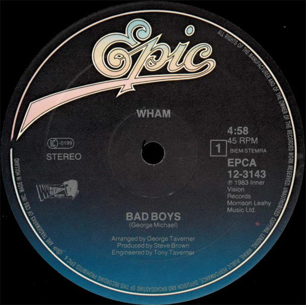 Wham! : Bad Boys (12", Maxi)