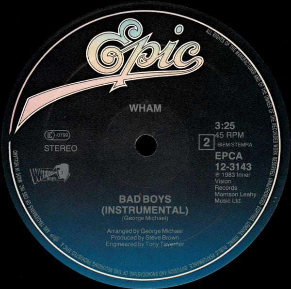 Wham! : Bad Boys (12", Maxi)