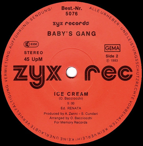 Baby's Gang : Happy Song (12", Maxi, Gat)