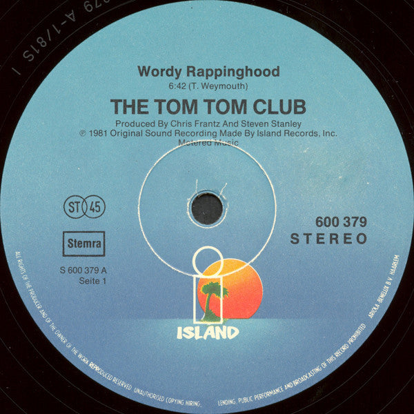 The Tom Tom Club* : Wordy Rappinghood (12", Single)