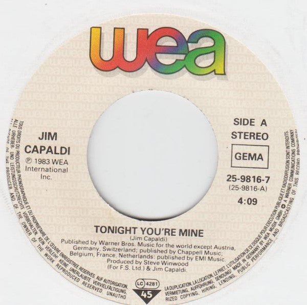 Jim Capaldi : Tonight You're Mine (7", Single)