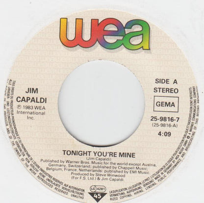 Jim Capaldi : Tonight You're Mine (7", Single)